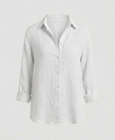 Katharina | Dames linnen blouse met driekwartmouwen en klassieke kraag