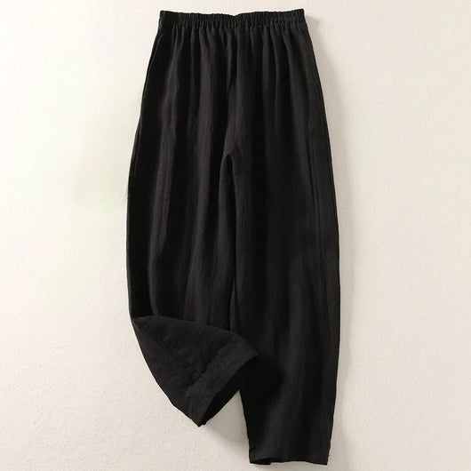 Hannah | Dames linnen broek met relaxed fit en elastische band