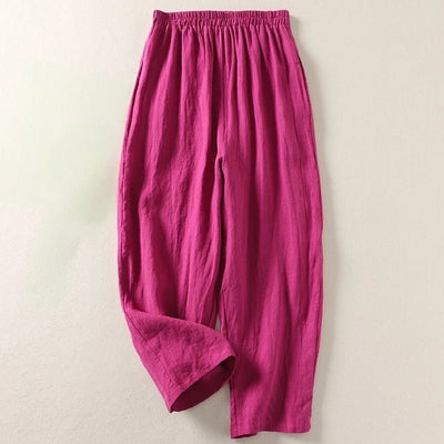 Hannah | Dames linnen broek met relaxed fit en elastische band