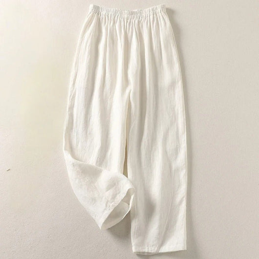 Hannah | Dames linnen broek met relaxed fit en elastische band