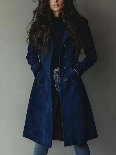 Luisa | Lange getailleerde dames trenchcoat met dubbele knoopsluiting