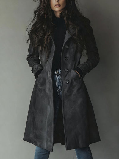 Luisa | Lange getailleerde dames trenchcoat met dubbele knoopsluiting