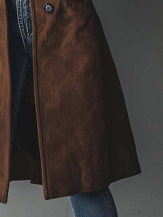 Luisa | Lange getailleerde dames trenchcoat met dubbele knoopsluiting