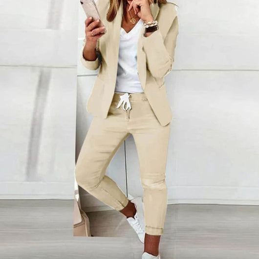 Hannah | Casual dames set met blazer en joggingbroek met koord