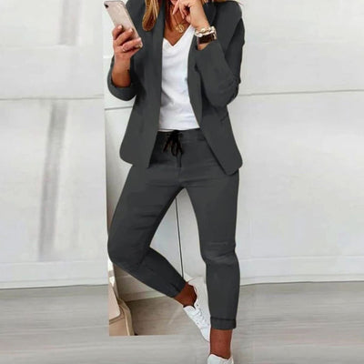 Hannah | Casual dames set met blazer en joggingbroek met koord