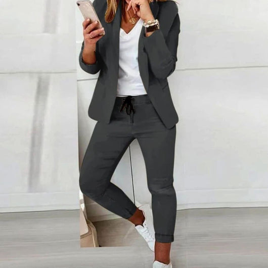 Hannah | Casual dames set met blazer en joggingbroek met koord