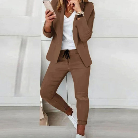 Hannah | Casual dames set met blazer en joggingbroek met koord