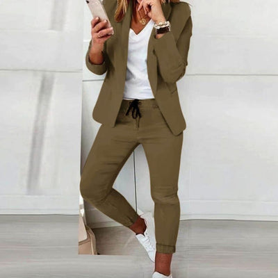 Hannah | Casual dames set met blazer en joggingbroek met koord