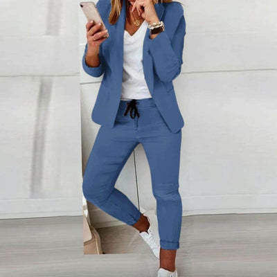 Hannah | Casual dames set met blazer en joggingbroek met koord