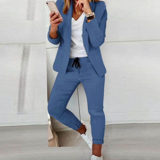 Hannah | Casual dames set met blazer en joggingbroek met koord