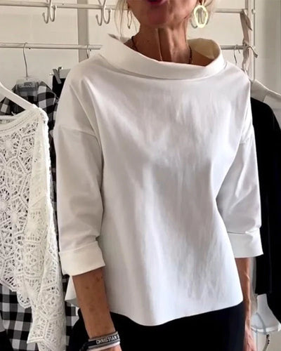 Mia | Casual dames top met watervalhals en driekwartmouwen