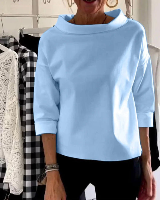 Mia | Casual dames top met watervalhals en driekwartmouwen