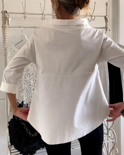 Mia | Casual dames top met watervalhals en driekwartmouwen