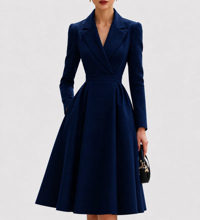 Nora | Elegante getailleerde dames midi jasjurk
