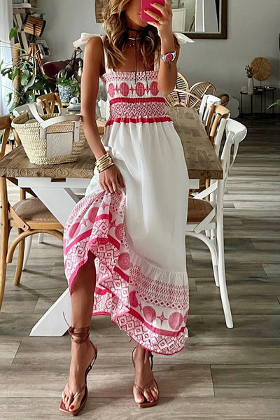 Lena | Dames maxi zomerjurk met rijgdetail en vierkante hals