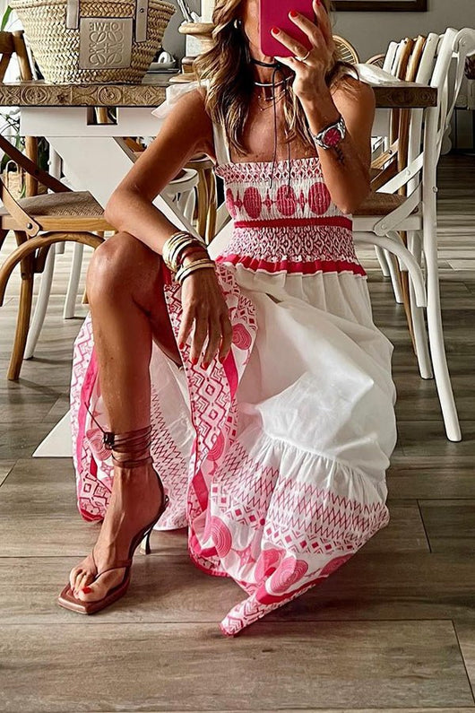 Lena | Dames maxi zomerjurk met rijgdetail en vierkante hals