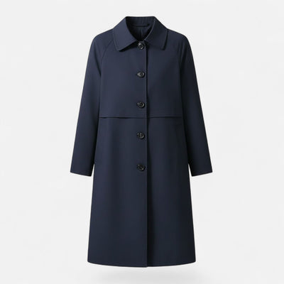 Clara | Dames midi trenchcoat van wolmix met dubbele knoopsluiting