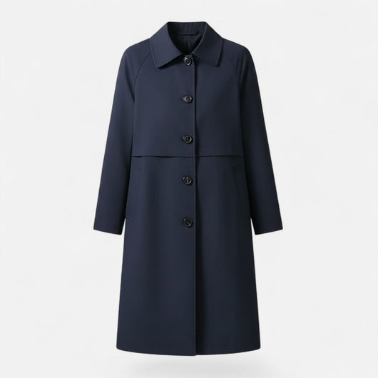 Clara | Dames midi trenchcoat van wolmix met dubbele knoopsluiting