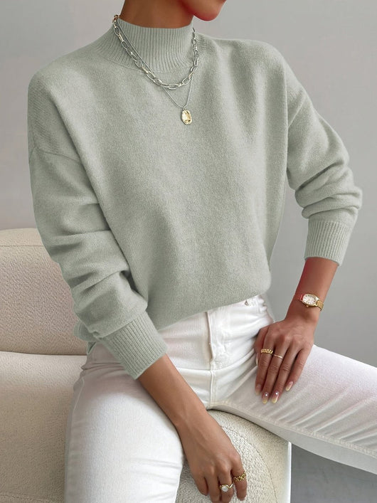 Elisabeth | Dames trui met opstaande kraag, lange mouwen en relaxed fit