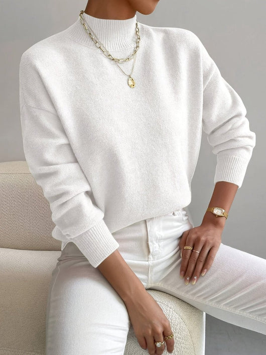 Elisabeth | Dames trui met opstaande kraag, lange mouwen en relaxed fit