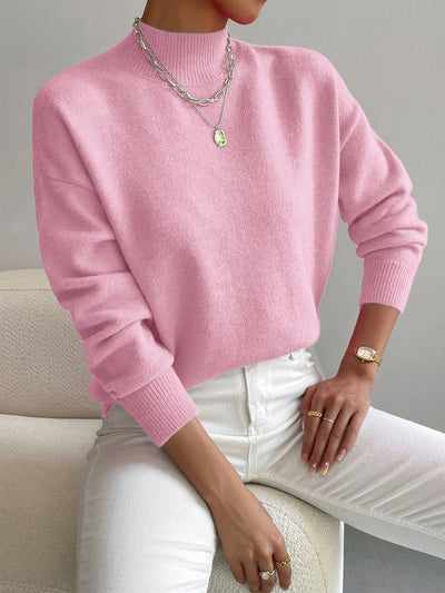 Elisabeth | Dames trui met opstaande kraag, lange mouwen en relaxed fit