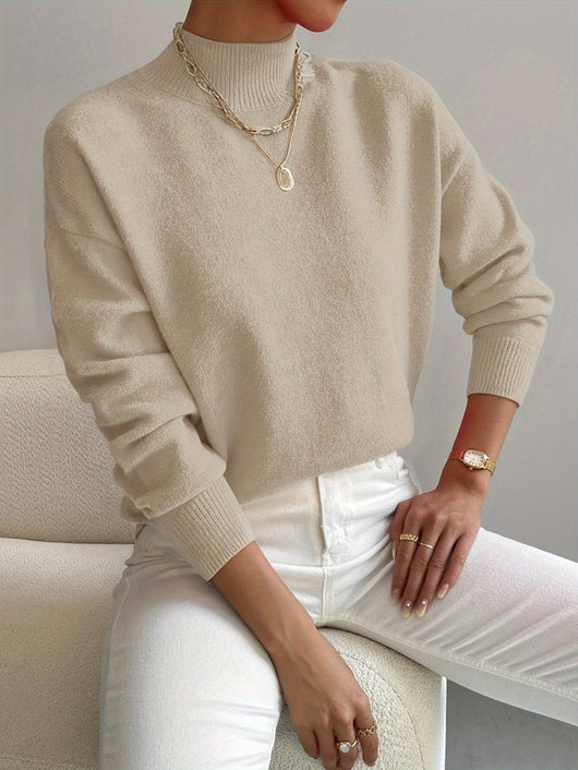 Elisabeth | Dames trui met opstaande kraag, lange mouwen en relaxed fit