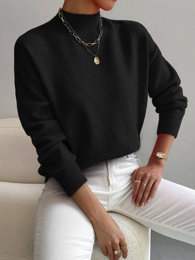 Elisabeth | Dames trui met opstaande kraag, lange mouwen en relaxed fit