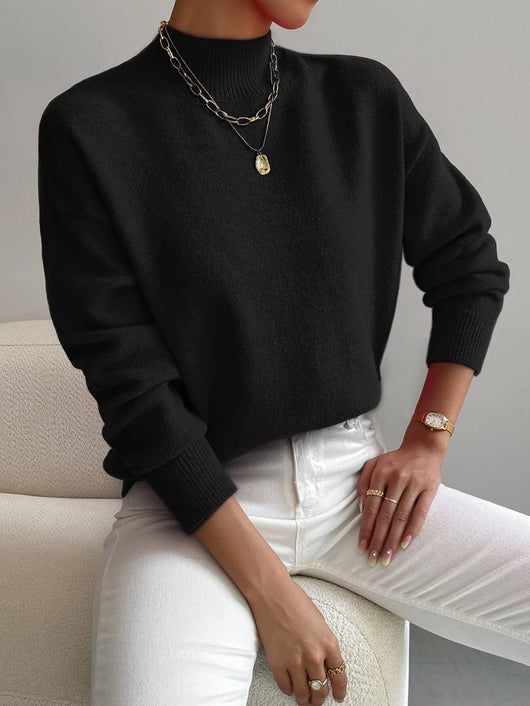 Elisabeth | Dames trui met opstaande kraag, lange mouwen en relaxed fit