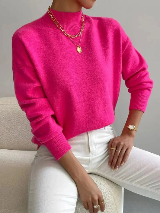 Elisabeth | Dames trui met opstaande kraag, lange mouwen en relaxed fit