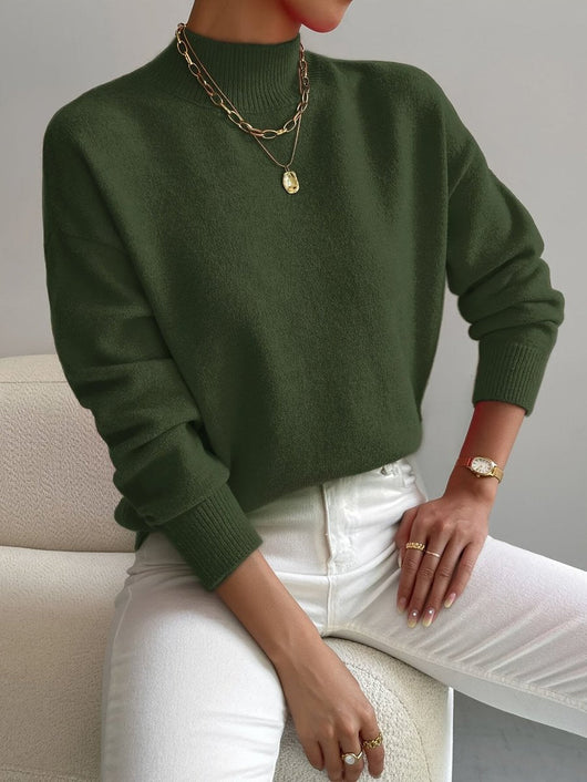 Elisabeth | Dames trui met opstaande kraag, lange mouwen en relaxed fit