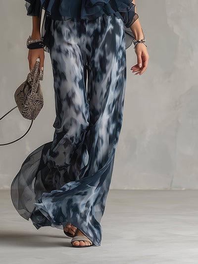 Annika | Dames tweedelige set met halternek en wijde broek