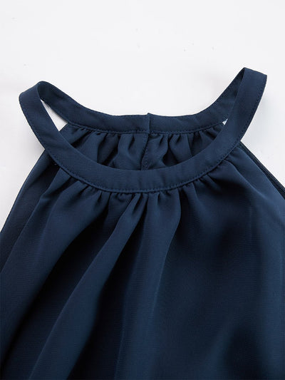 Annika | Dames tweedelige set met halternek en wijde broek