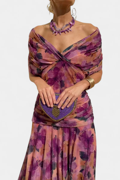 Greta | Figuuraccentuerende dames off-shoulder maxi-avondjurk