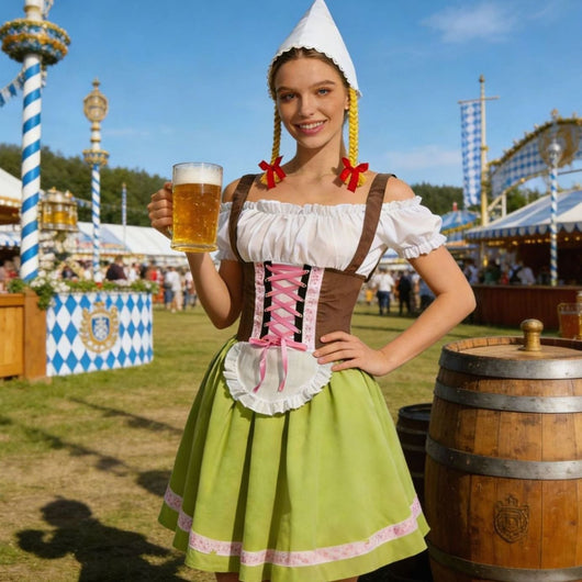 Elisabeth | Dames Oktoberfest dirndl met schort en puntmuts