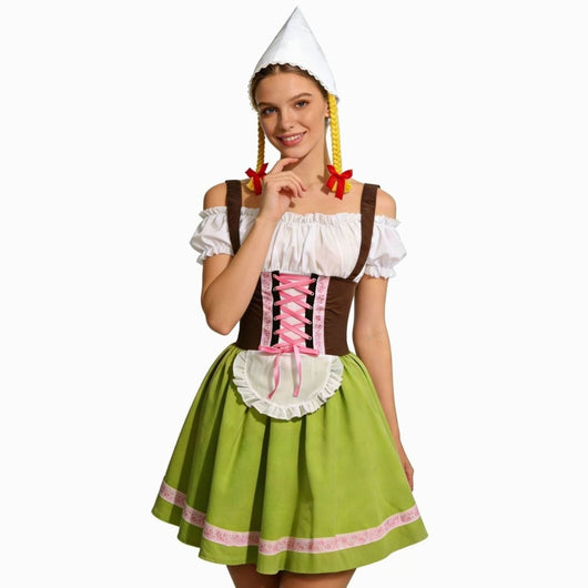 Elisabeth | Dames Oktoberfest dirndl met schort en puntmuts