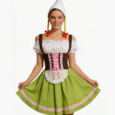 Elisabeth | Dames Oktoberfest dirndl met schort en puntmuts