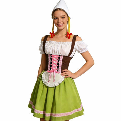 Elisabeth | Dames Oktoberfest dirndl met schort en puntmuts