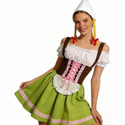 Elisabeth | Dames Oktoberfest dirndl met schort en puntmuts
