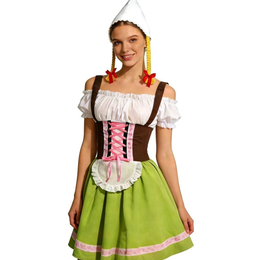 Elisabeth | Dames Oktoberfest dirndl met schort en puntmuts