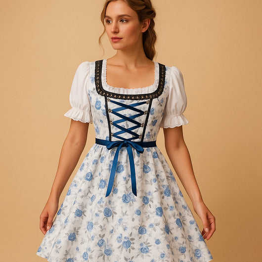 Nora | Dames Oktoberfest dirndl met kantafwerking en schort