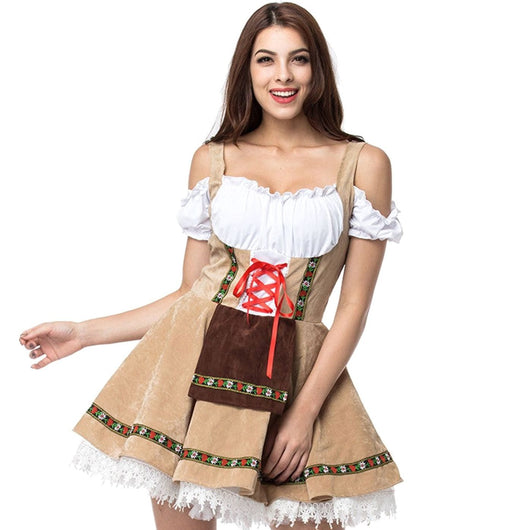 Marie | Dames Oktoberfest dirndl met off-shoulder rijglijfje en kant