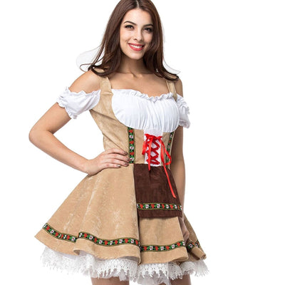 Marie | Dames Oktoberfest dirndl met off-shoulder rijglijfje en kant