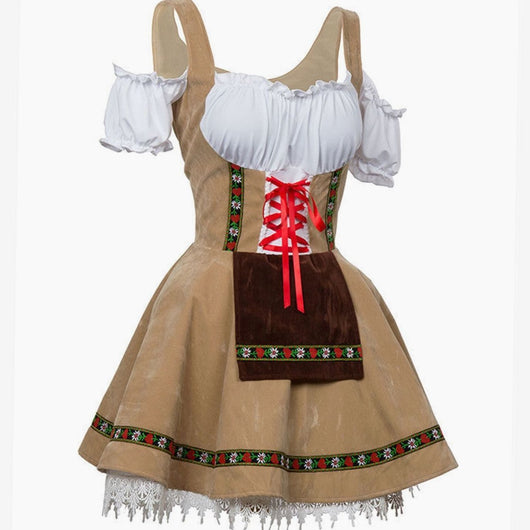 Marie | Dames Oktoberfest dirndl met off-shoulder rijglijfje en kant