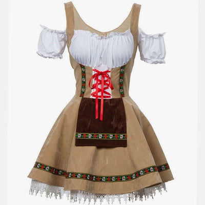 Marie | Dames Oktoberfest dirndl met off-shoulder rijglijfje en kant