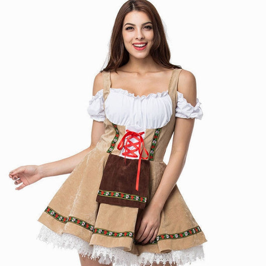 Marie | Dames Oktoberfest dirndl met off-shoulder rijglijfje en kant