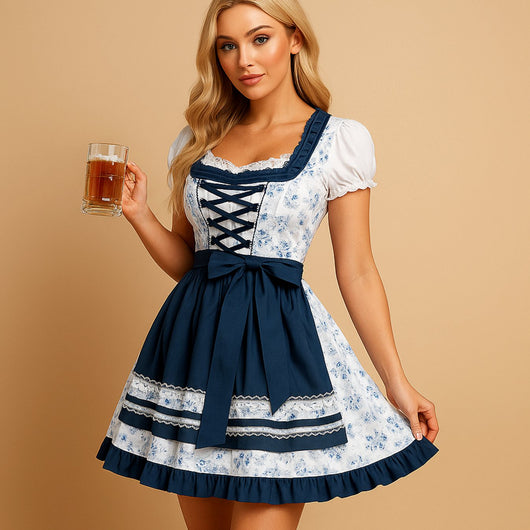 Leonie | Getailleerde dames Oktoberfest dirndl met bloemenschort