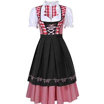 Amelie | Geruite dames Oktoberfest dirndl midi met schort