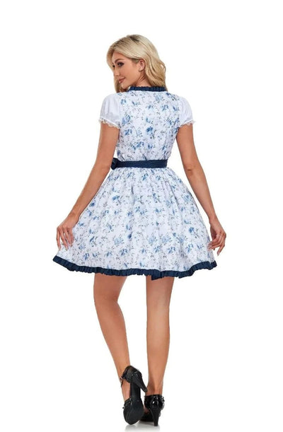Marlene | Dames Oktoberfest dirndl met bloemendessin, schort en kantdetails