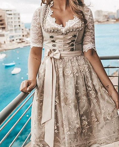 Elisabeth | Dames Oktoberfest kanten dirndl met schort