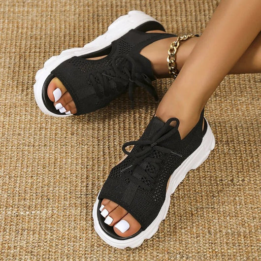 Hannah | Dames gebreide comfort plateausandalen